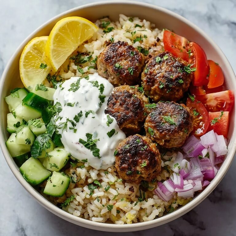 Mediterranean Bowl with Ground Turkey Meatballs Recipe