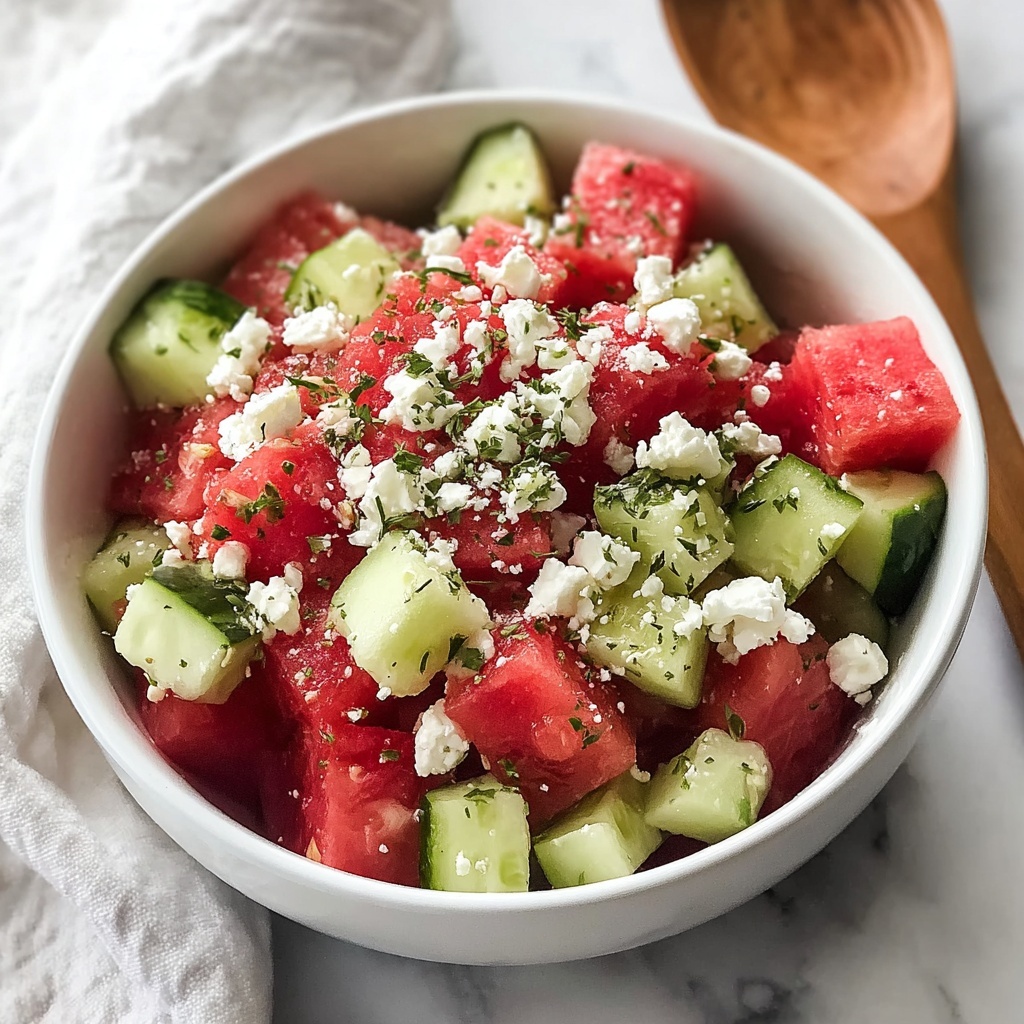 Watermelon Salad with Cucumber and Feta Recipe - Recipe Image