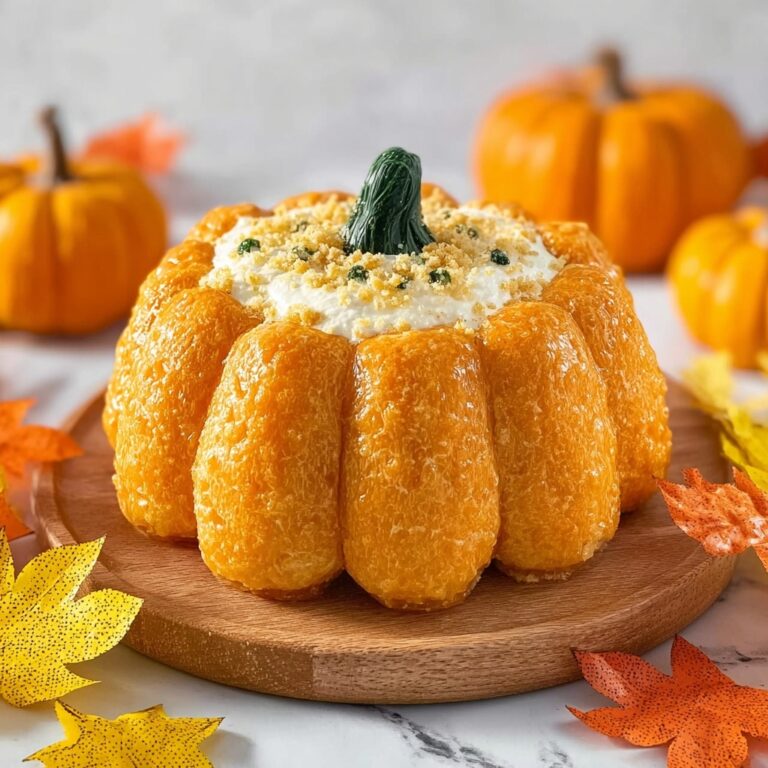 Pumpkin-Shaped Cheese Ball with Cheddar and Cream Cheese Recipe