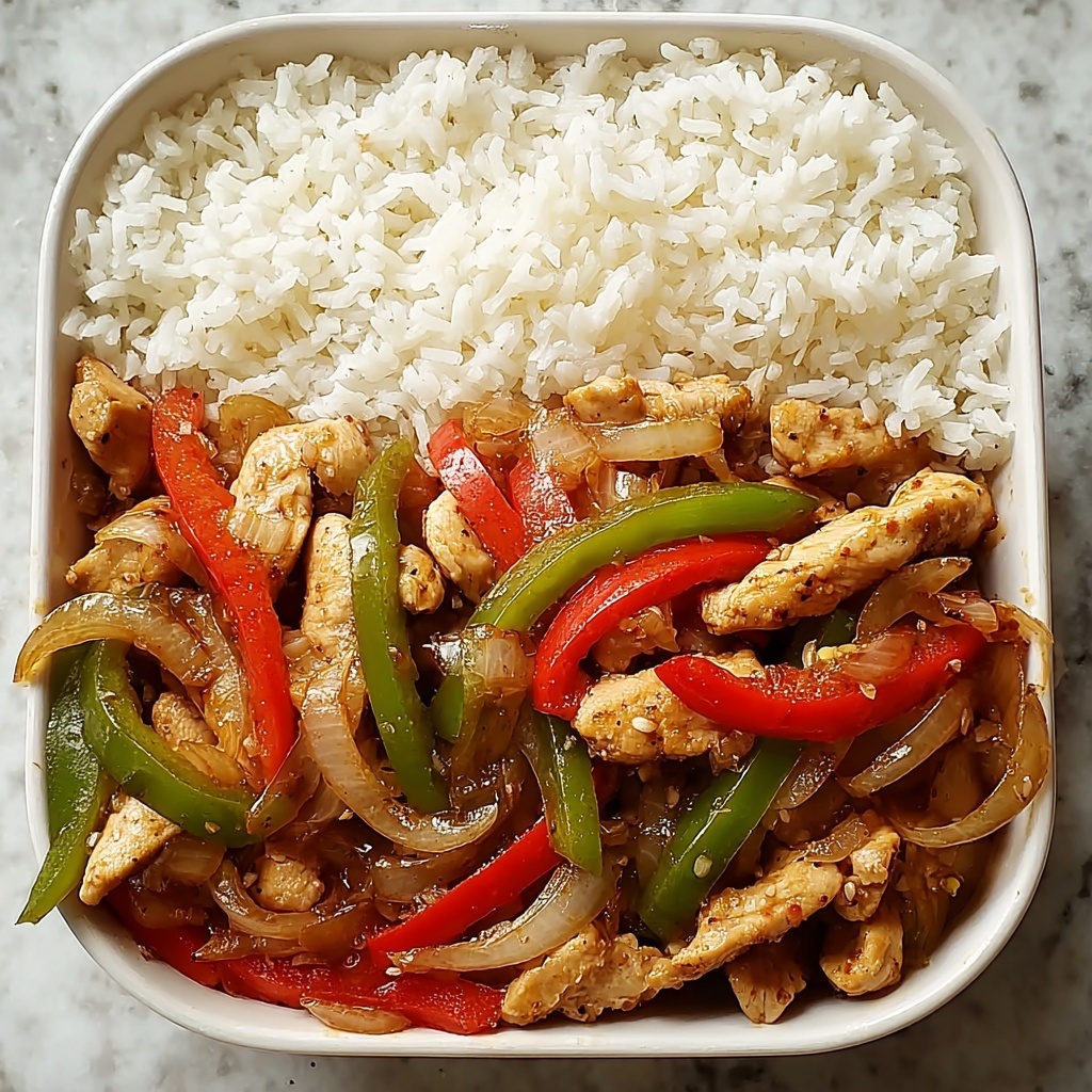 Spicy Garlic Pepper Chicken Stir-Fry with Steamed Rice Recipe - Recipe Image