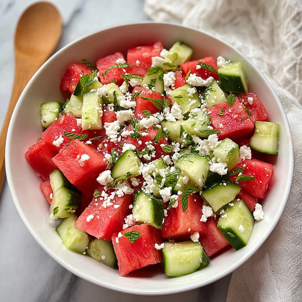 Watermelon Salad with Cucumber and Feta Recipe - Recipe Image