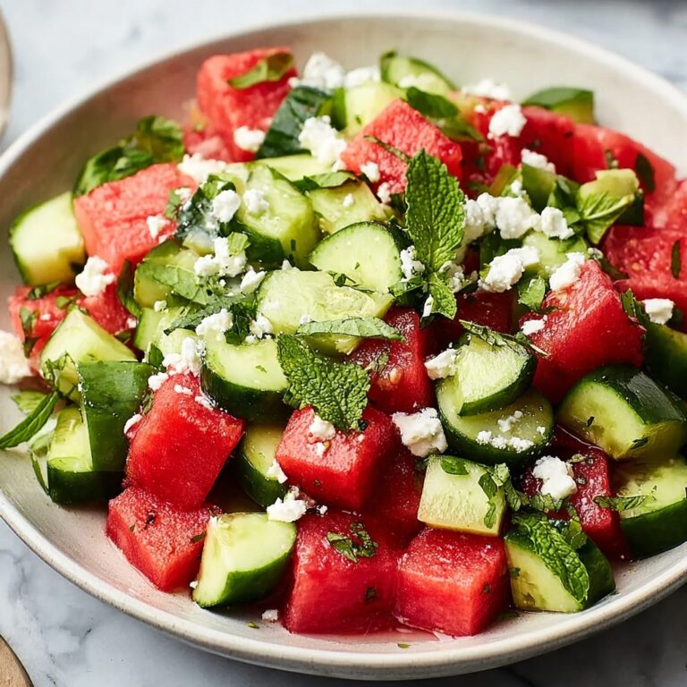 Watermelon Salad with Feta and Cucumber Recipe