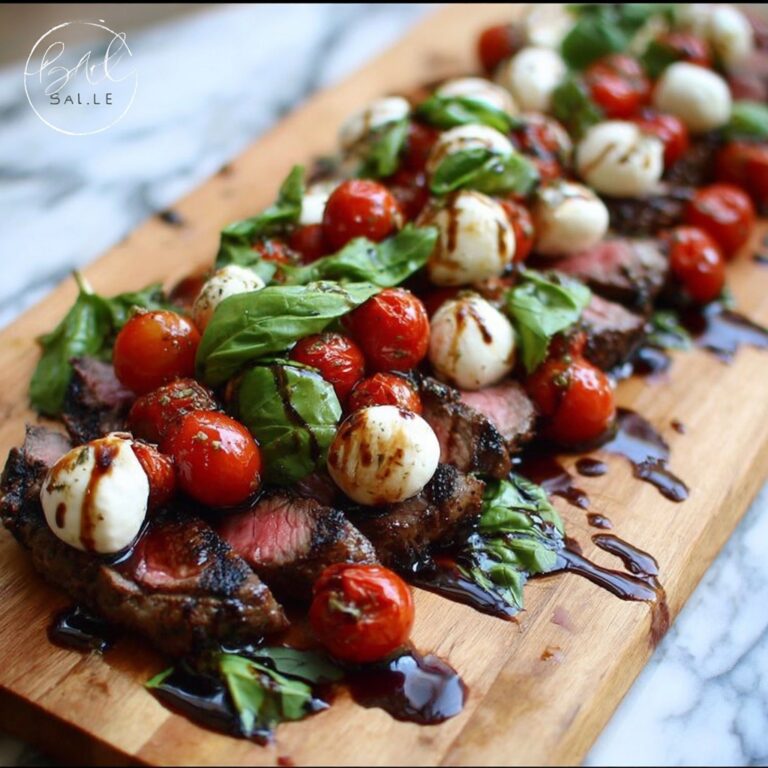 Grilled Balsamic Steak Caprese with Mozzarella, Tomatoes, and Basil Recipe